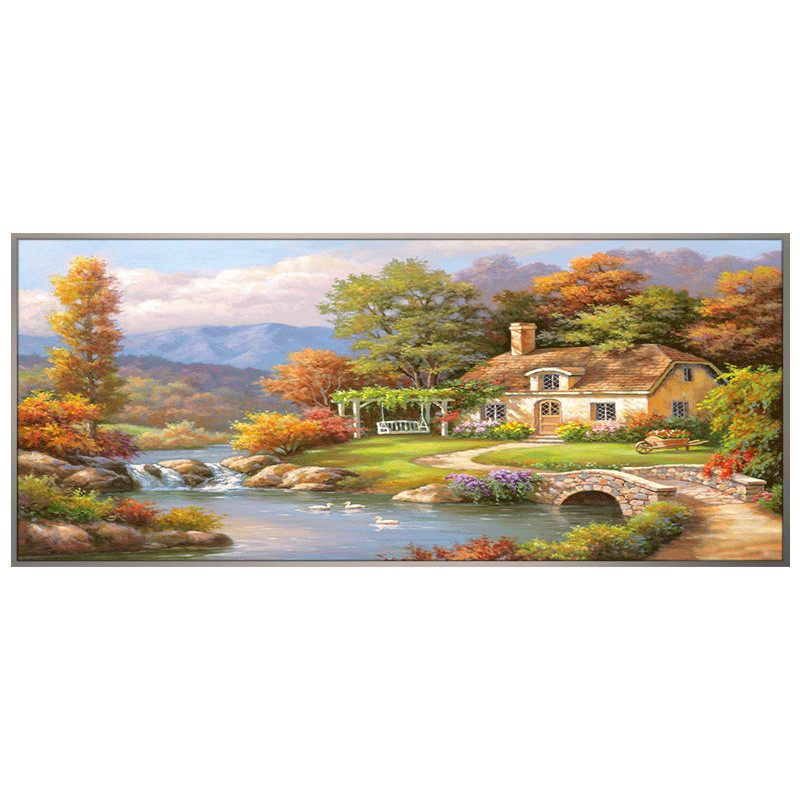 山水画现代简约装饰画欧式客厅沙发背景墙挂画风景油画墙壁画轻奢