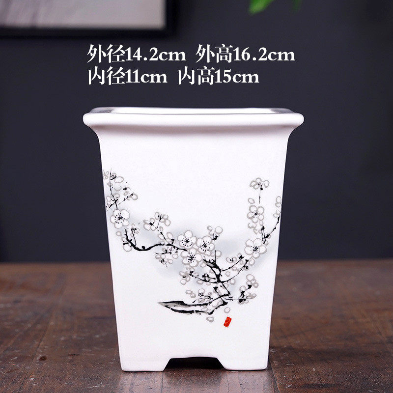 高级感陶瓷花盆高款批发彩绘贴画绿植兰花盆栽盆景盆中国风方形,鲜花速递/花卉仿真/绿植园艺,花盆,淘宝优惠券,粉丝福利购,淘宝优惠卷