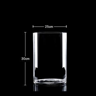 大口径玻璃花瓶透明宽口广口敞口大口特大号高款超高50cm阔口超大
