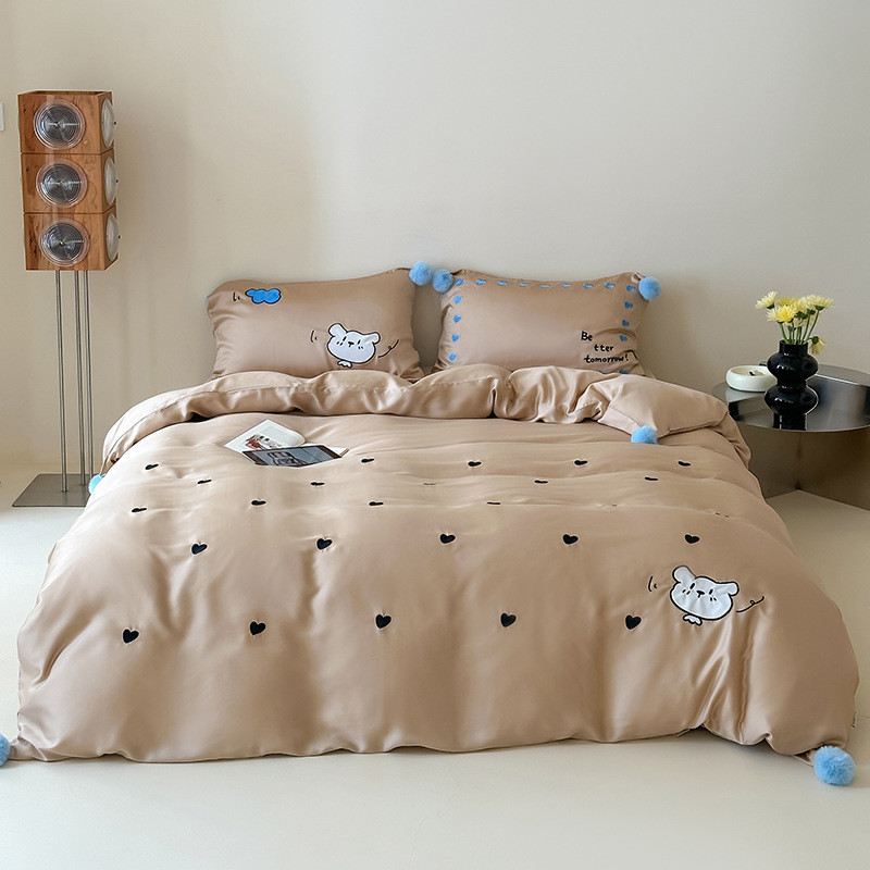 60lf卡通气球熊兰精天丝丝滑凉夏季感四件套床上用品床单被套枕套