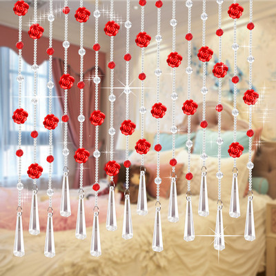 水晶珠帘隔断玄关过道洗手间卧室玫瑰花婚庆挂帘厕所门帘帘免新品