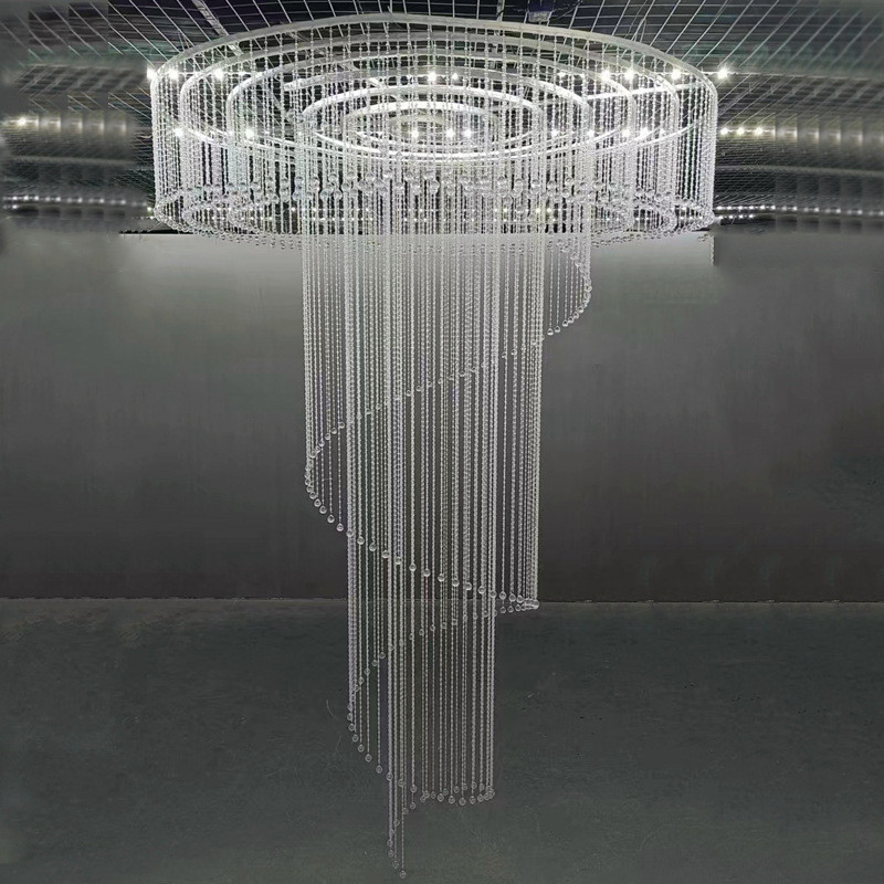 婚庆道具水晶珠帘吊顶螺旋圆环婚礼堂水晶空中布置装饰挂舞台成品