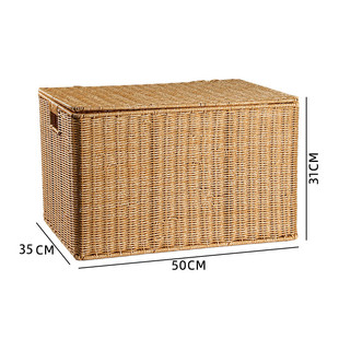 家用特大号仿藤编收纳箱盒筐北欧风衣服箱子搬家储物带盖