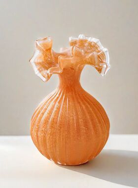 热销中古花瓶摆件插花装饰琉璃玻璃家居复古轻奢餐桌法式花瓶花器