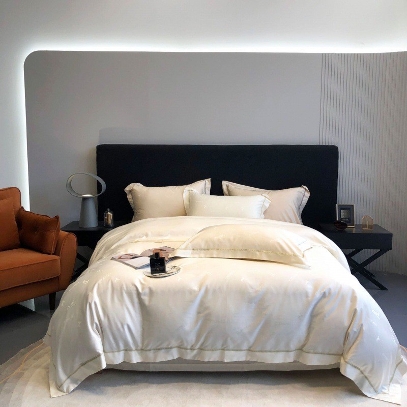 轻奢简约100支天丝棉四件套提花舒适丝滑裸睡床单被套床上用品