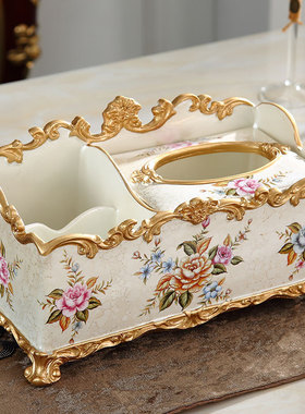 摆件多功能纸巾盒美式家居时尚摆件品纸巾盒茶几客厅餐桌卧室欧式