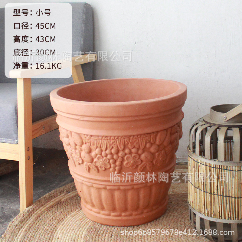 红观陶盆泥瓦盆超大花盆大盆高盆敞口深盆景陶盆陶盆素盆大码花盆