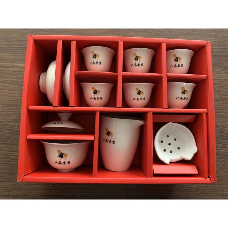 八马茶具白瓷盖碗茶海过滤网12件套2022新款6个小杯子整套