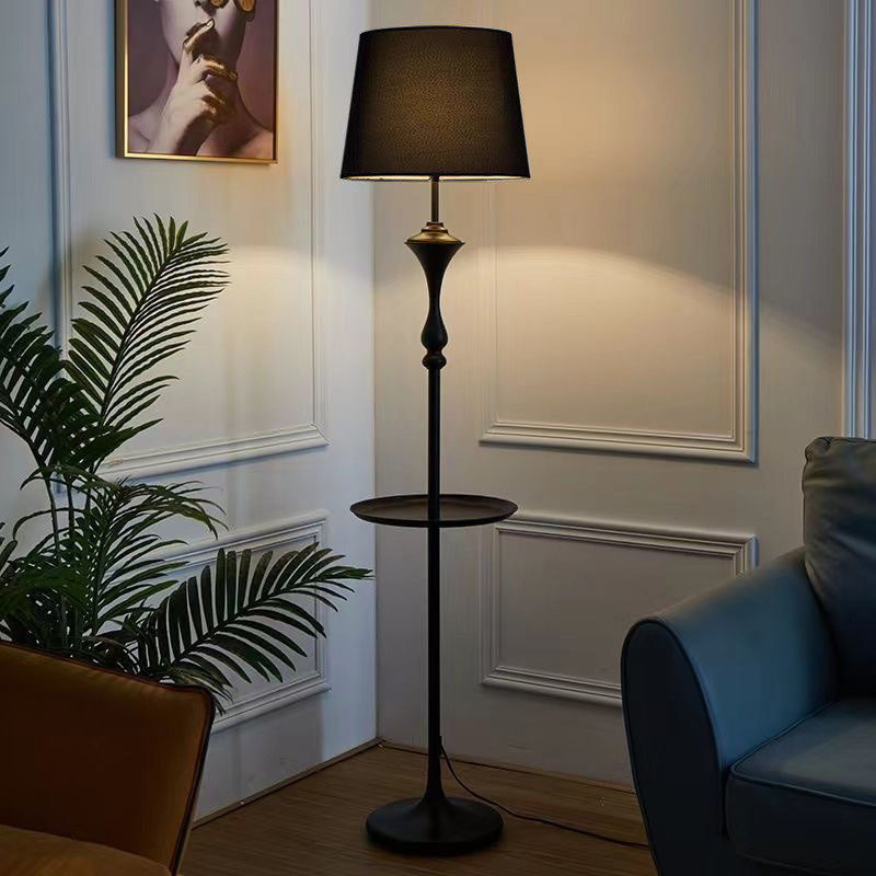 美式轻奢铁艺带托盘落地灯酒店客厅书房立式卧室民宿布艺简约地xg,家装灯饰光源,装饰落地灯,淘宝优惠券,粉丝福利购,淘宝优惠卷