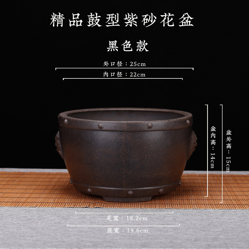 精品紫砂花盆厂家形盆景室内桌面兰花盆吊兰悬崖园艺花卉鼓批发