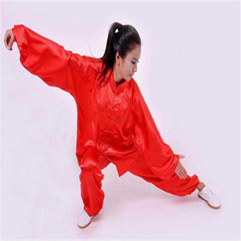 中老年麻丁段练功服练武术服立领长袖太极服练功男女晨练服现货