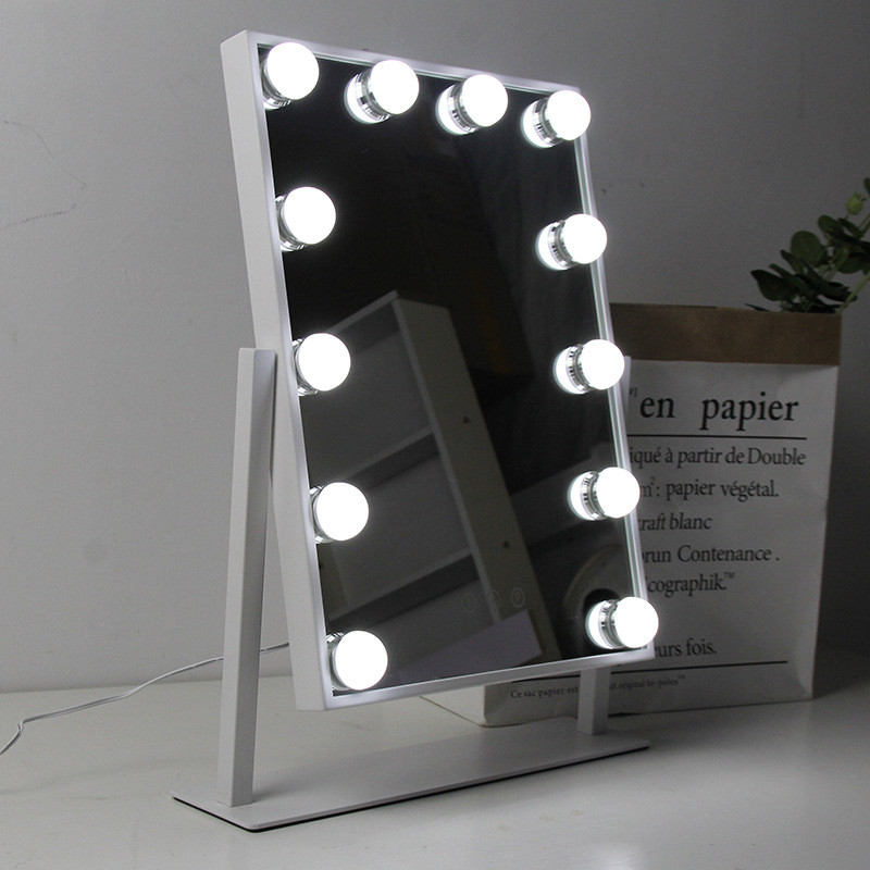 带灯化妆镜led台式白色方形好莱坞补光三色智能网红梳妆台化妆镜