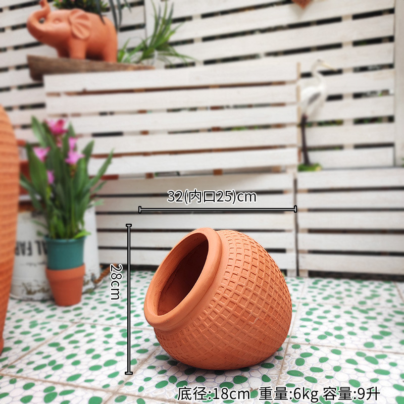 特大号素烧红陶花盆多肉陶罐景观陈设落地大花盆吸水透气套盆包邮