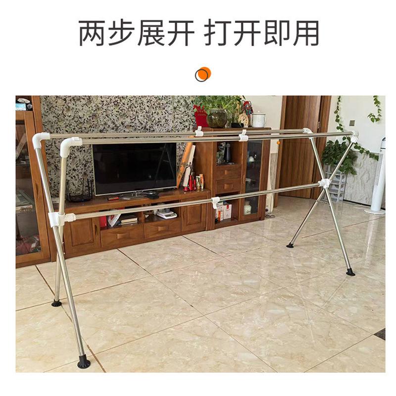 不锈钢x型折叠晾衣架双杆阳台可移动可伸缩晒被架落地简易晾衣架