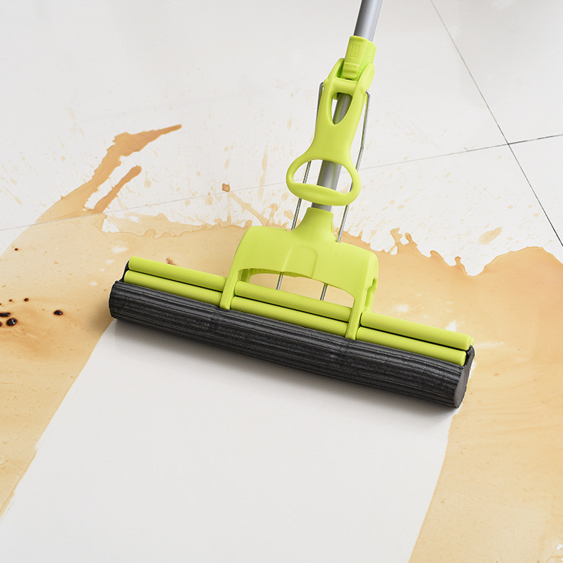 40cm海绵拖把家用卫生间加宽大号吸水拖把头胶棉拖把式挤水滚轮