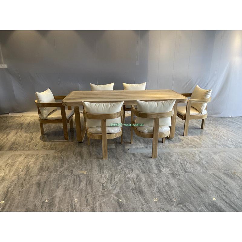 高端户外酒店室外游泳池花园露台庭院别墅民宿系列柚木餐桌椅家具