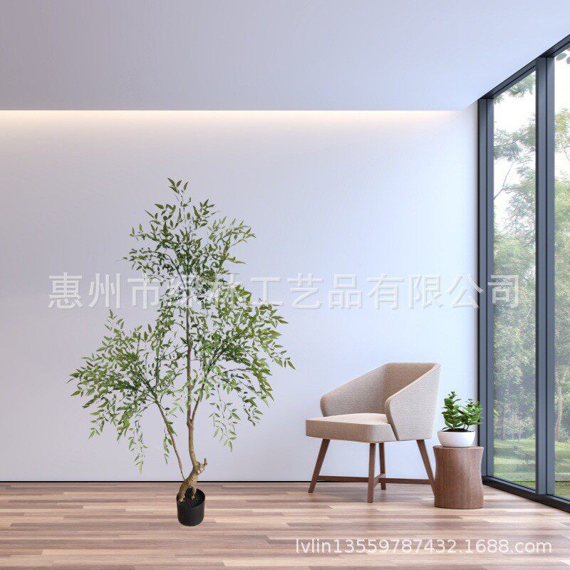 仿真南天竹网红批发假绿植批发仿真树落地盆栽室内盆栽仿真绿