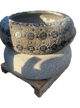 复古花盆别墅青石仿古石头庭院花园水缸养鱼缸户外庭院鱼缸鱼缸