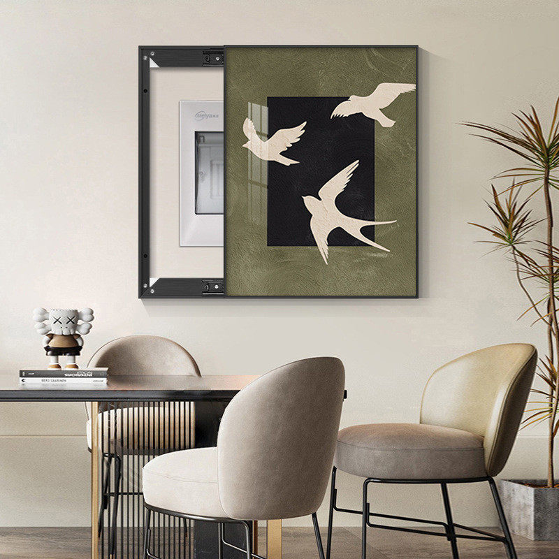 中古风电表箱装饰画2024新款强弱配电箱开关盒遮挡挂画竖款免打孔