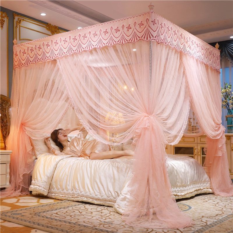 蚊帐家用公主风卧室双人1.5m1.8m2加厚床1.0米加密落地宫廷纹帐子