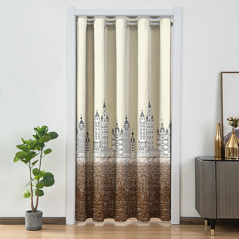 门帘隔断帘免打孔卧室厨房柜子遮挡帘保暖厕所卫生间帘子布帘半帘