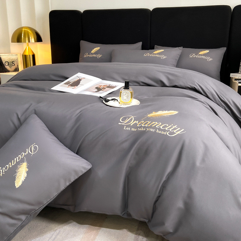 水洗磨毛刺绣床单枕套被套三件套南通家纺床上用品床笠被罩四件套