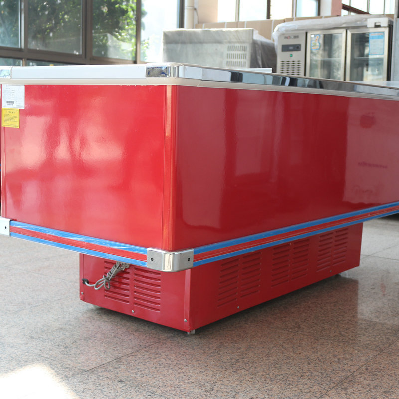 热销展示丸子保鲜冷冻两用透明玻璃卧式岛柜冻冰柜商用大容量海鲜