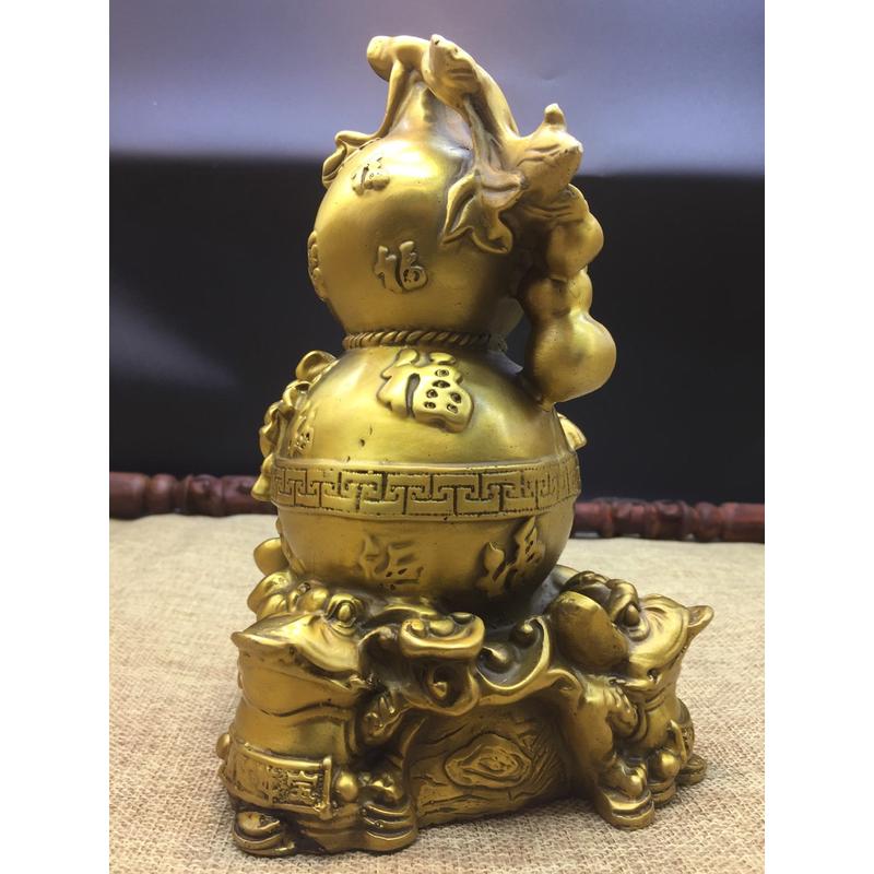 黄铜福禄葫芦百福聚来葫芦铜貔貅金蟾葫芦乔迁摆件