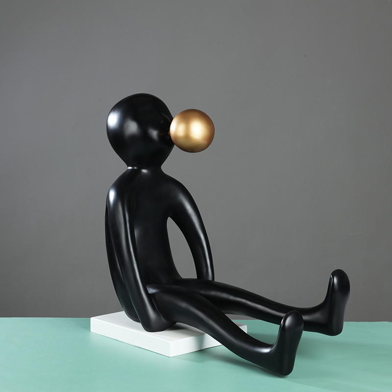 酒店售楼处大堂创意吹泡泡大型雕塑卡通人物摆件现代样板间艺术品