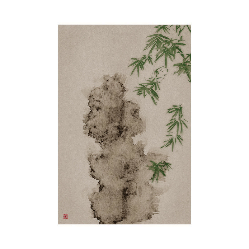 新中式竹子寓意玄关背景茶室书房墙画意境壁画侘寂风民宿会所挂画