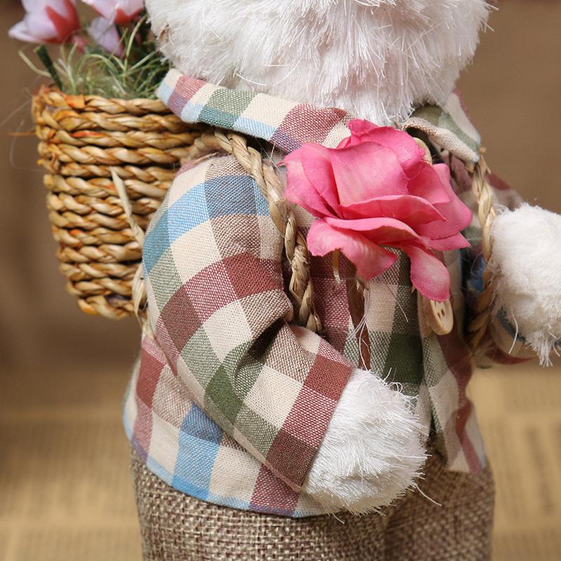 站立兔兔摆件16v0030-31右歪头迷你2号手工艺（白曲线玫瑰花等）