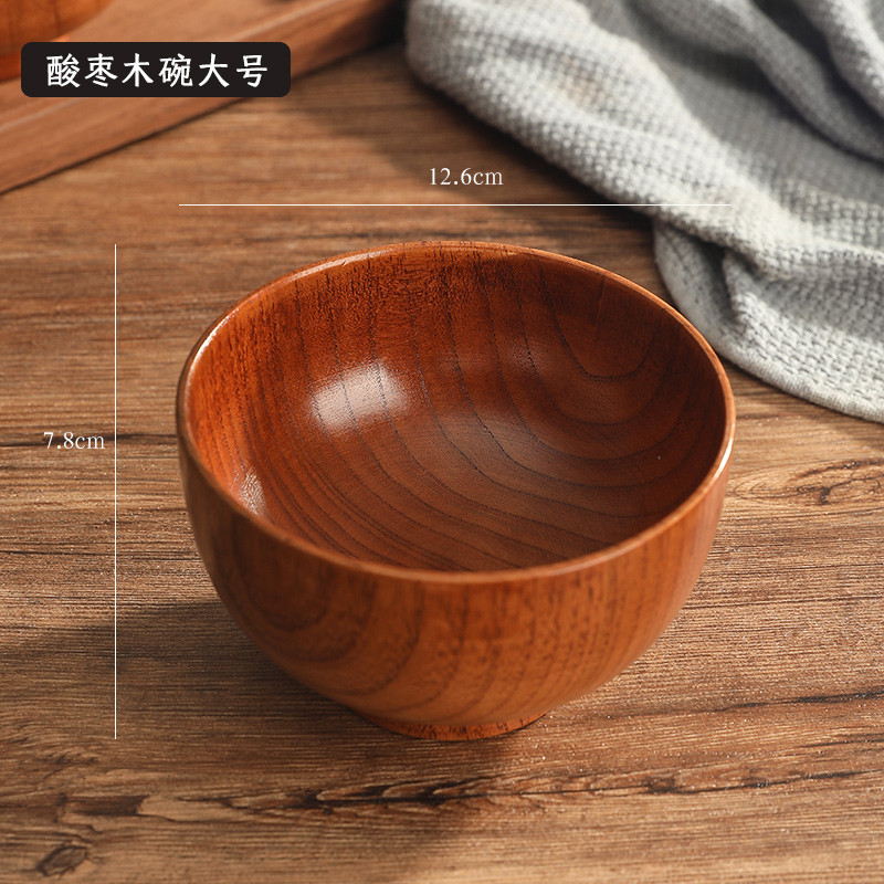 9opu一人一筷一碗一勺套装木碗家用小碗儿童防摔防烫饭碗面碗吃饭
