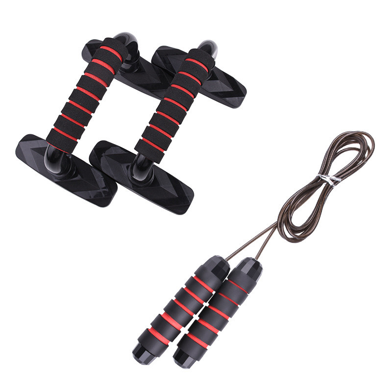健腹轮套装俯卧撑支架拉力绳跳绳乳胶阻力带护腕钢丝单轮腹肌轮