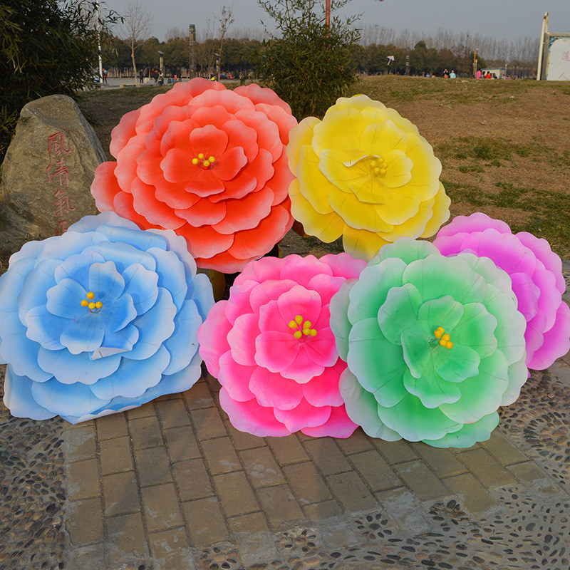 舞蹈道具牡丹花伞仿真牡丹花道具运动会开幕式手拿表演广场入场花