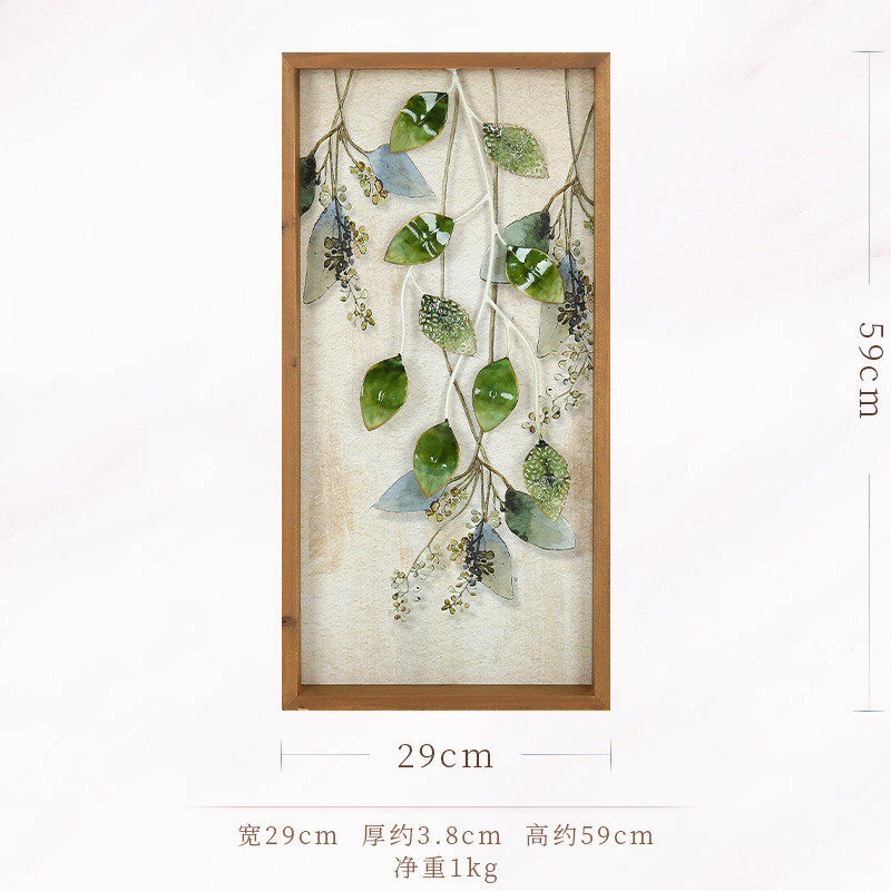 墙面装饰风玄关过道田园壁挂创意铁木艺结合墙饰仿真立体植物壁饰