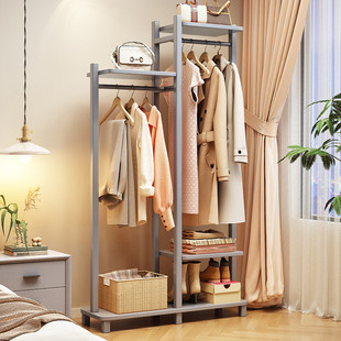 全实木衣架落地卧室家用挂衣架多功能衣帽架多层置物架收纳架衣服