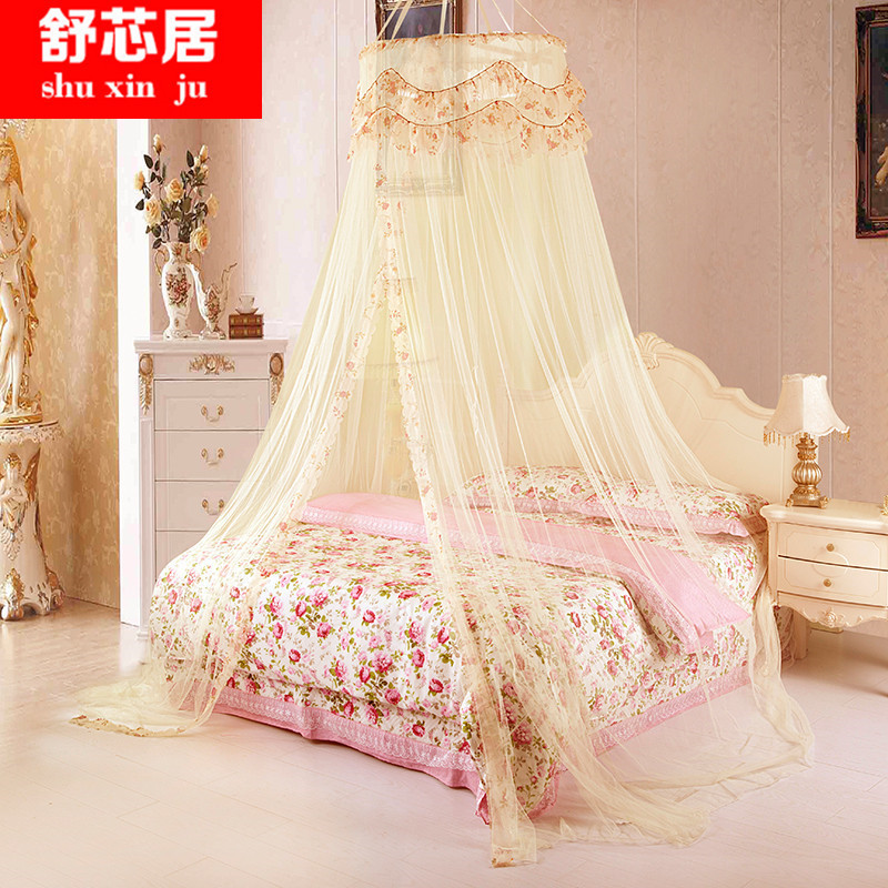 inc0公主风免安装蚊帐吊顶圆顶公主女孩梦幻床帘幔纱吊挂家用1.