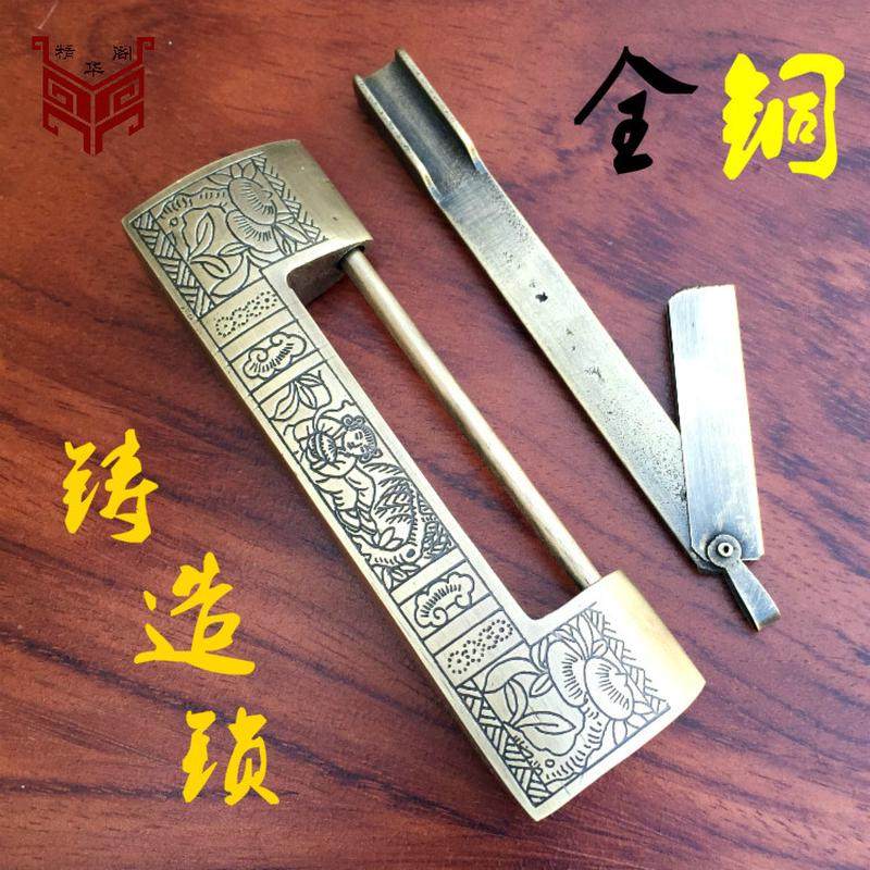 全铜锁//仿古铜锁/中式锁头/老式小大/插销锁/横开挂锁/铜锁铜锁