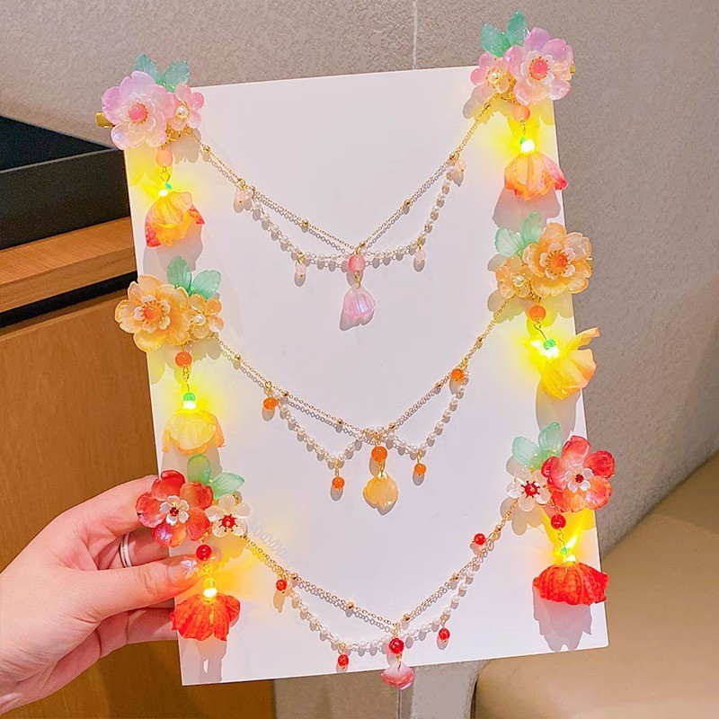 儿童会发光汉服发夹头饰女童流苏发卡夹子发饰