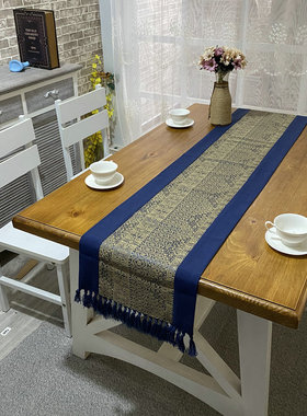 桌旗北欧餐桌长条流苏盖布美式茶几边柜黄色床尾巾货源