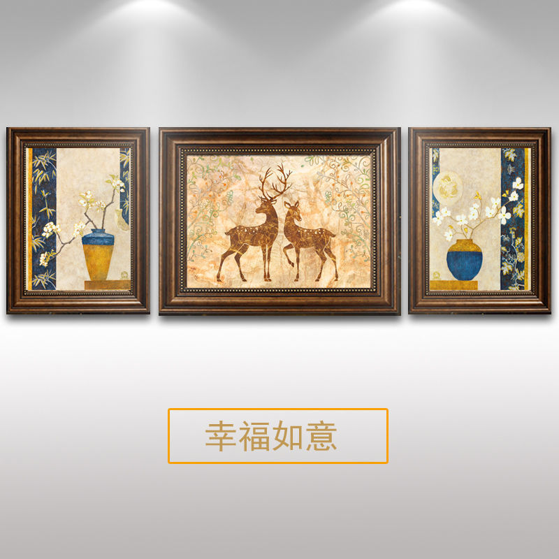 客厅装饰画沙发背景墙美式欧式花卉简约壁画复古油画图片