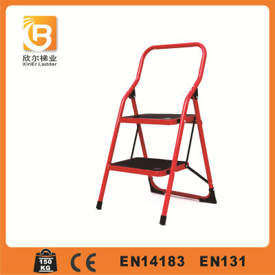 二步方形中扶手钢管梯家用折叠梯子/人字家用梯/铁梯
