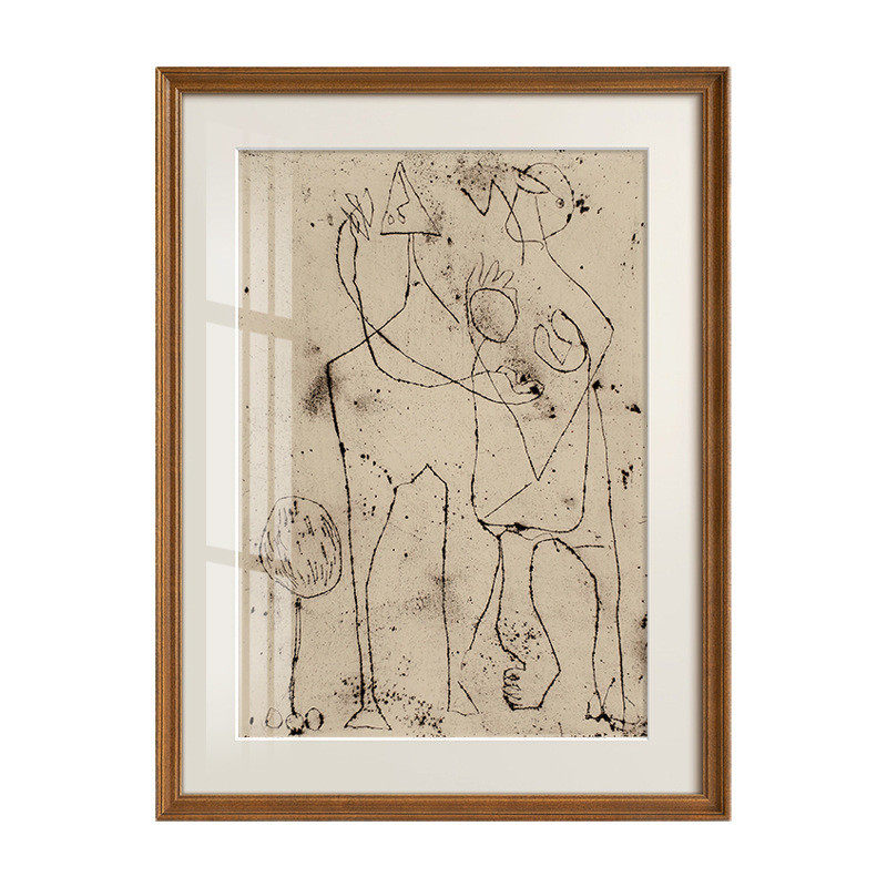 高级感法式中古风相拥艺术装饰画《抽象》南洋复古客餐厅书房挂画
