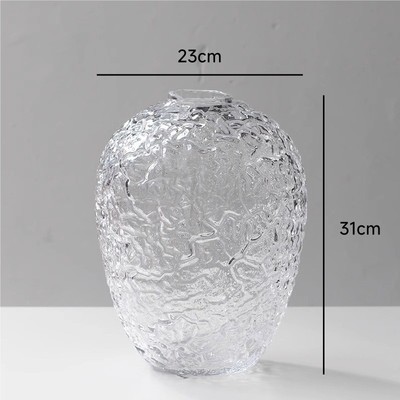 简约大肚落地锤纹吊钟马木醉灰色水培玻璃花瓶家居装饰花器摆件