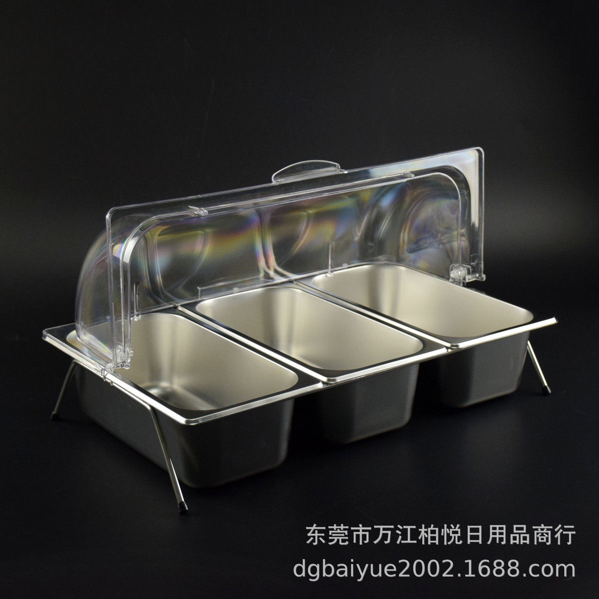 不锈钢盆食物托盘带盖熟食卤菜展示盘自助餐盘分格水果盒子商用