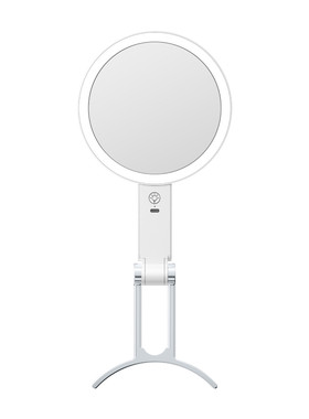 爆款led化妆镜双面便携1x/10x带灯旅行手持台式美妆镜可折叠