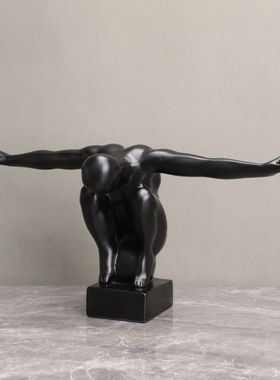 北欧树脂展翅人跳水运动员样板房书房桌面餐厅客厅玄关装饰品摆件