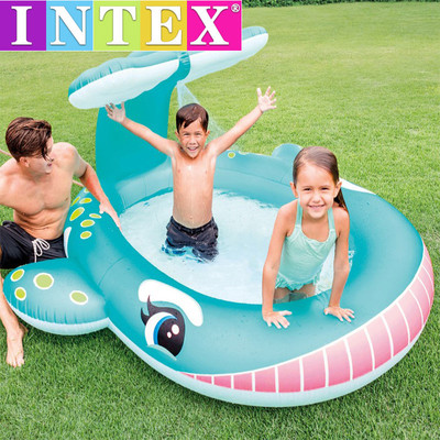 热销intex57440新款宝宝鲸鱼喷水水池创意儿童充气戏水池家居海洋