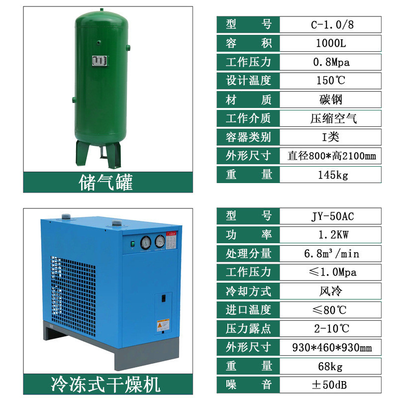 工厂报价20匹空气压缩机一套系统 15kw2立方永磁变频螺杆式空压机