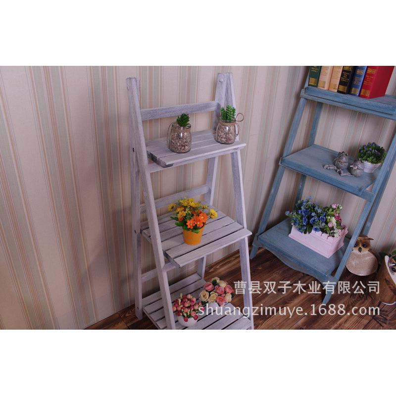 2018新款花架实木批发木制花架展示架三层书架多层鞋架创意